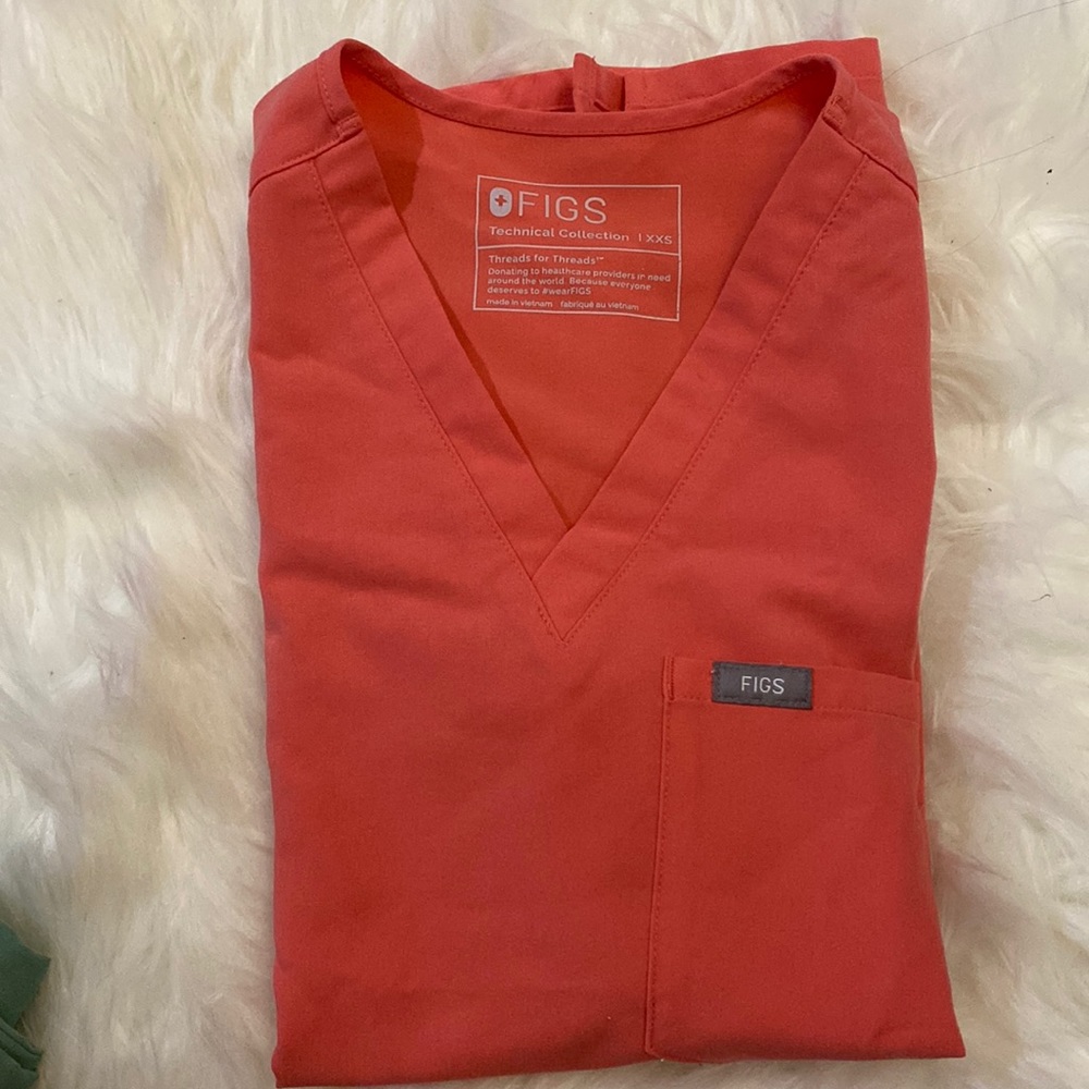 Figs Hot Coral Catarina Scrub Top XXSmall
